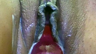 Amateur double toy masturbation