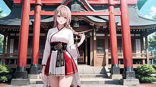 Forbidden Contrast Between Shrine & Bedroom, Wet Secrets Under Red & White Kimono.