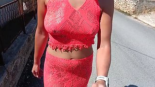 JonDickFlash Flashes Big Tits & Pussy While Walking & Pissing in Public - Croatia Outdoor Voyeur