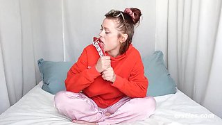 Hot German Amateur Sarah Masturbates Hard with Glass Dildo - Wet & Intense Solo