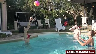 Lesbian Teens Play Strip Volleyball Game on Beach - 18yo Babes Get Naked After Losing Bet
