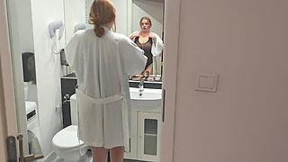 Beautiful Busty Babysitter Masturbates in Owners' Bedroom