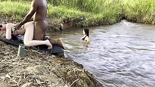 Outdoor Sex Sunbathing By The River I Put Two Hot Girls To Suck And Tore Them Both Cumming Inside