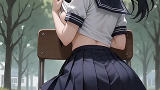 Hentai 2026! Squirt in a Japanese student park, style