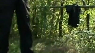 Dominating hanging pussy pinching in the park