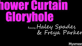 Freya Parker And Haley Spades In Shower Curtain Gloryhole - Freya parker