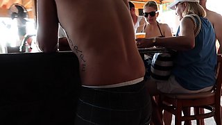 Solo masturbating beauty outdoors