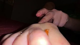 Tiny man punished and humiliated by giantess foot mistress