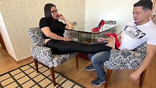 Foot Seduction and Footjob in the Waiting Room