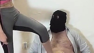 Gym Babe Dominates Fat Masked Submissive