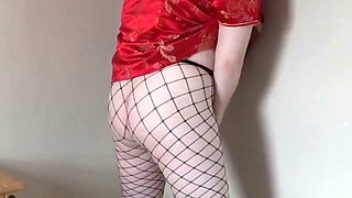 Cheongsam Dress Fishnet Pantyhose Striptease