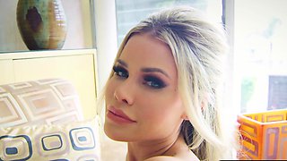 Busty petite blonde MILF bombshell strip