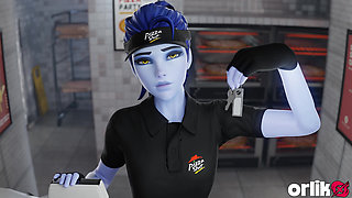 Widowmaker's Pizza Maker Shift Gone Wild - Big Dick 3D Overwatch