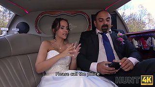 HUNT4K. Horny girl in a wedding dress has fun with her future husband