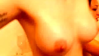 Small titted brunette teen fingering on the bed