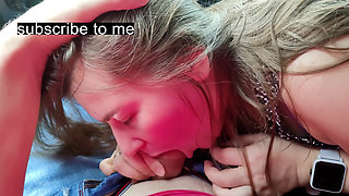 Stepsister Gives Stepbrother His First Blowjob in the Car POV