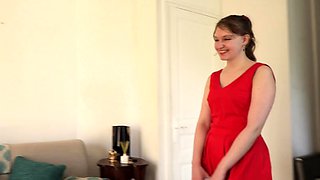 Horny amateur teen sucks cock at porn casting