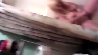 Shaving my cunt, stepson watching