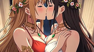 Kissing Orgasm of Mature Women, AI Generated Cartoon content, Uncensored video of 18 Year old Anime Girl