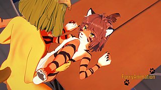 Fur covered Hermaphroditism Anime porn THREE DIMENSIONAL - Mutt Hermaphroditism and Tiger Lady bj and romped with internal cumshot - Anime Manga Chinese Yiff Animation Pornography