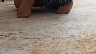 My big-buttocked, turbaned stepmother while cleaning