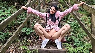Naked Outdoors and Peeing - Nicky Brill Shows Off Her Gaping Pussy