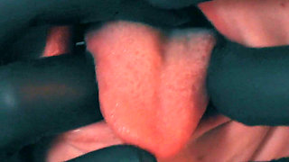 Giant Stepmother Caught Skinny Stepdaughter, Touching Her Hairy Pussy, Covering Her Mouth and Pressing Nipples Until Lactating