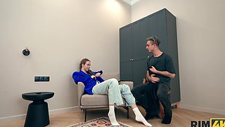 Two sexy russian girls in lingerie are having a steamy threesome with Willy Regal.