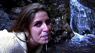 Brunette slut gives a great pov amateur blowjob