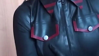 Latex Danielle plays in latex costume with his cock