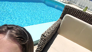 Busty Brunette Lynee Rides Stefan Poolside Before Facial