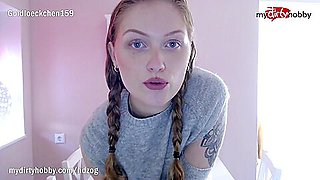 MyDirtyHobby - Young amateur teen 18+ rides her dildo while parents are away