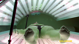 Czech Solarium 63: Blonde in Panties, but Not for Long