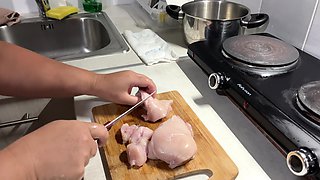 Zara Is Cooking in the Kitchen Topless