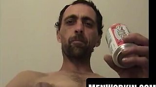 Naughty senior guy is dying to masturbate his faux wood