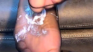 Foot Job & Cum on Feet & Nylon Compilation