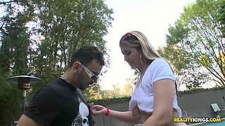Big Tit Blonde Bombshell Atheena Pleasures Teases Voodoo at the Pool Side Gets Pounded