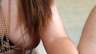 Chastity. Fake Dick for My Slave Husband in Flat Chastity Cage
