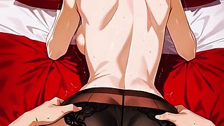 Blonde lace panties doggy red bed and veranda ponytail rides