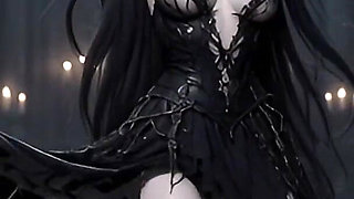 Ai Hentai - Dark Gothic Babe Solo Show Teasing, Stripping NSFW