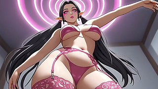 Step into a dreamy pink neon candy world with this gorgeous fantasy elf babe! Ai animation