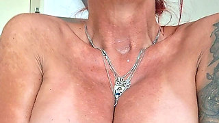 Horny MILF Drooling on Tits