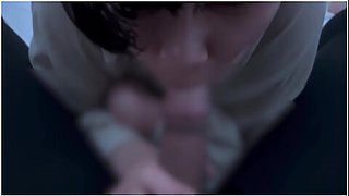 Girl With Short Hair Ejaculates A Lot In Her Mouth