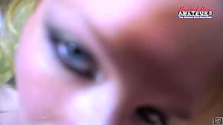 Tiny Blonde Chelsie Rae Deep Throats a Big Tasty Facial Cumshot