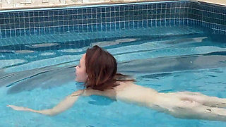 Akina Asmus Was Fucked Near the Pool and Got Cum in Her Pussy