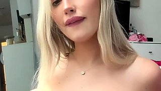 Blonde with big boobs fucked from behind before tit wanking