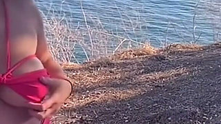 Artemisia Love Being Sexy Outdoor by the Ocean and Flashing Her Perfect Big Tits