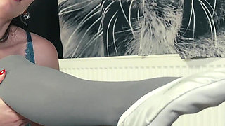 Facesitting Footjob with Leather Slippers