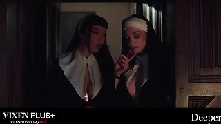 Sexy busty teen nun Kenna James in hardcore BBC interracial gangbang