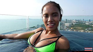 Anal penetration for my big ass Thai girlfriend after the pool
